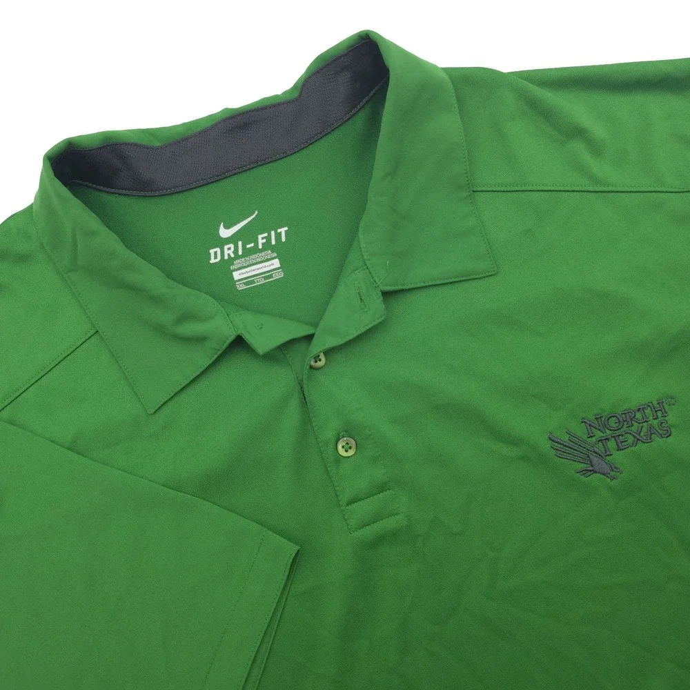 Nike Dri Fit University of North Texas UNT Mean Green Eagles Polo Shirt Mens 2XL